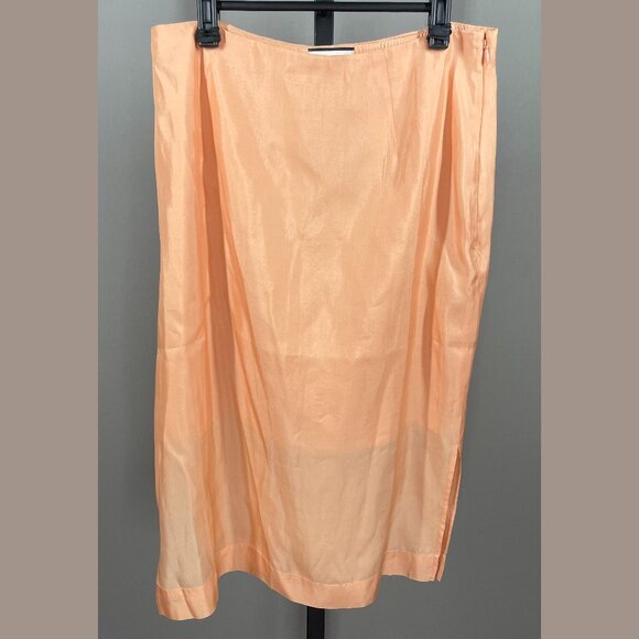 NEW J Crew Collection Skirt Womens 8 orange silk straight midi preppy colorful - Picture 1 of 10